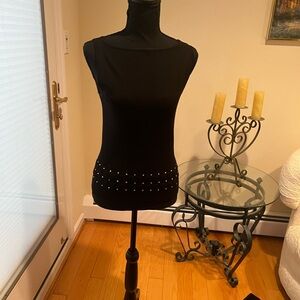 MS SIONI cute black stretchy top with beautiful diamond beads on the bottom M